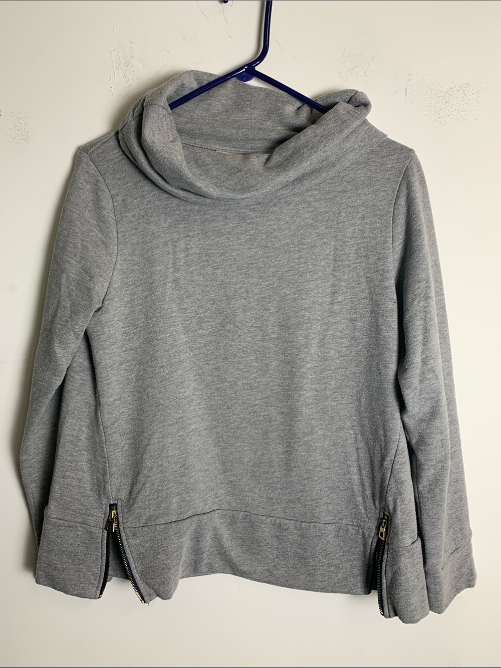 Sail to Sable Gray Cowl Neck Sweater with Side Zippers